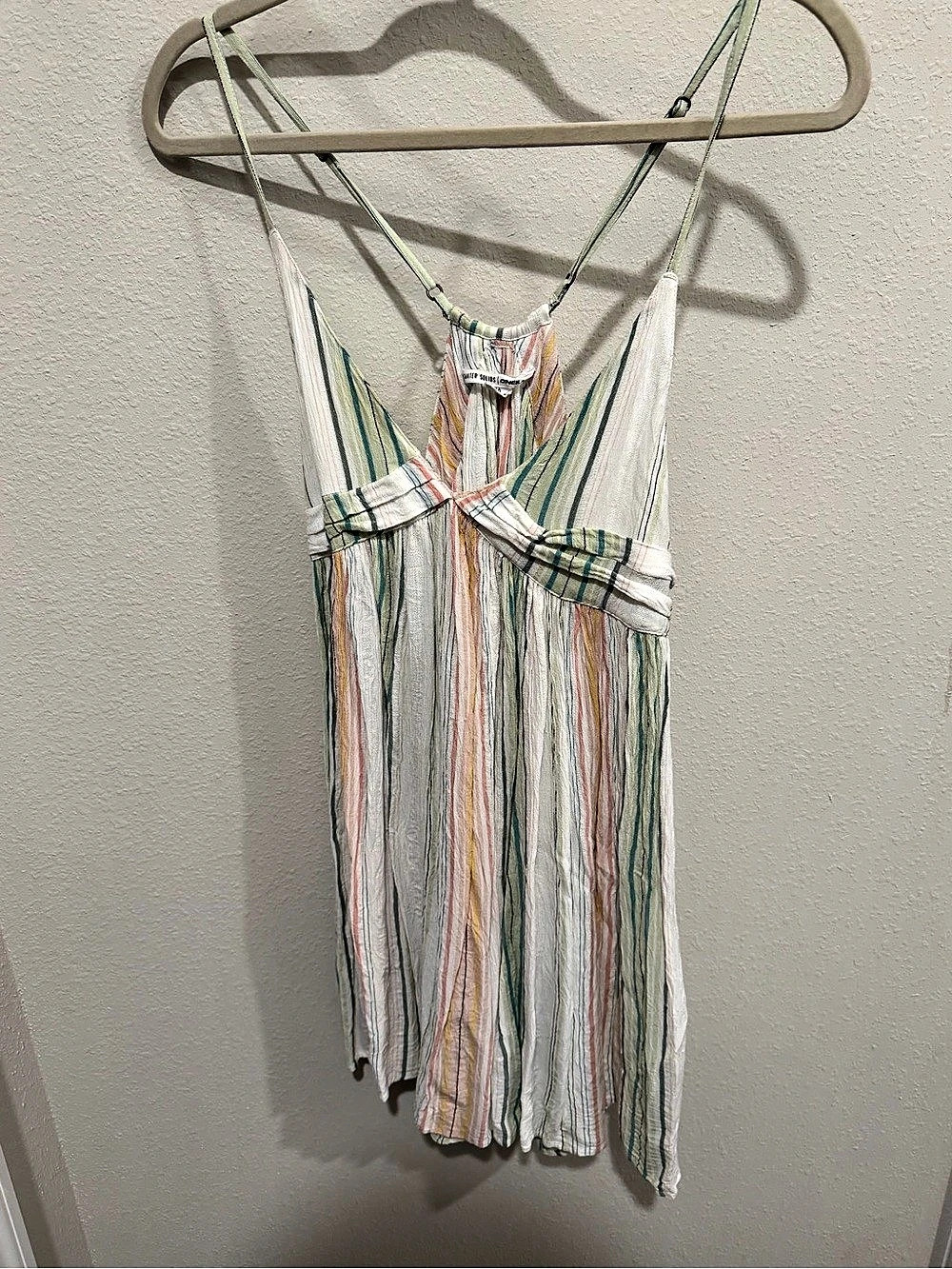 O'Neill Saltwater Solids Stripe Cover-Up Tank Dress White & Green Medium